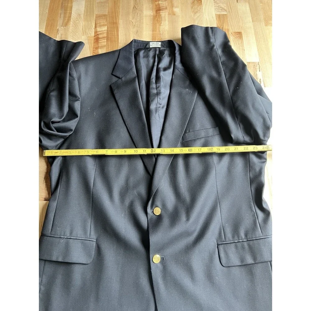 Jos A Bank Men's Worsted 100% Wool Blazer Jacket  2 Button Black 48L